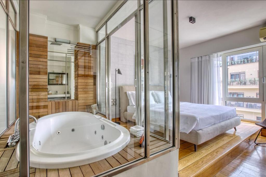 Apartmán Sunny Luxury Loft,Stunning Acropolis View, Jacuzzi Atény Exteriér fotografie